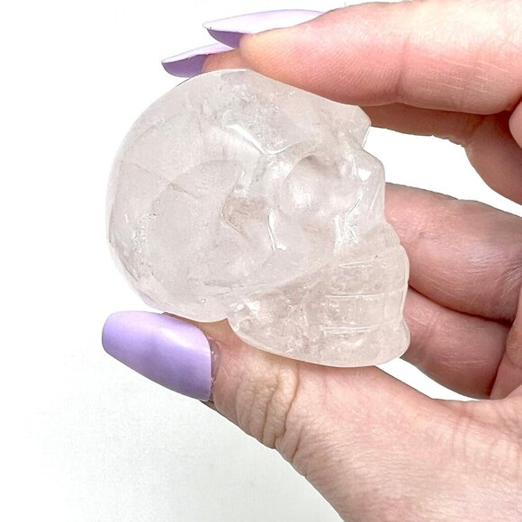 Clear Quartz Skull Carving Natural Stone Healing Crystal Rock NEW - Picture 7 of 10